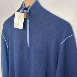 Collars & Co Size XL Napoli Accent Quarter Zip Wool & Cashmere Sweater NEW